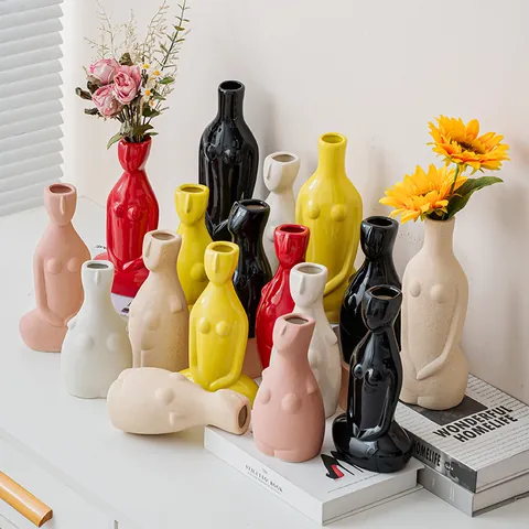 Nordic Body Art Keramik Vase Abstrakte Weibliche Torso Skulptur Home Decor Modern Minimalistisch Dekorative Blumentopf Wohnzimmer Ornament