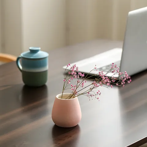 Mini Jarrón de Cerámica Minimalista Moderno para Flores Secas Hidroponía Adorno de Escritorio de Gres Creativo Decoración del Hogar