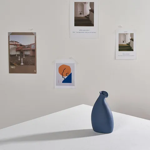 Mediterranblau Keramik Vase Minimalistisch Matt Frostet Blumentopf Künstlerisch Fluid Hydroponik Ornament Moderne Dekorative Tischvase