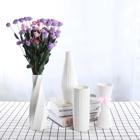 Moderno Minimalista Bianco Ceramica Vaso Per Casa Decor Creativo Smaltato Decorativo Fiori Vaso Per Fiori Secchi Soggiorno