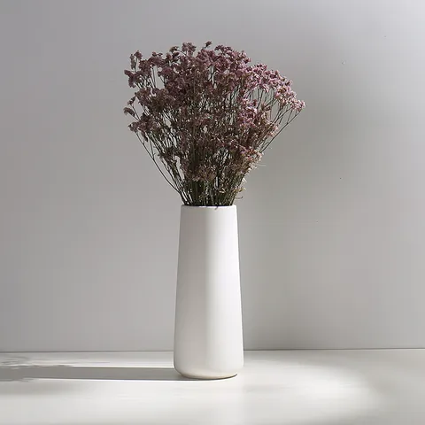 Modern Minimalist White Ceramic Vase Handmade Matte Flower Vase Nordic Decorative Table Centerpiece For Home Office Living Room