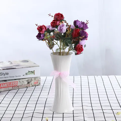 Moderno Minimalista Bianco Ceramica Vaso Per Casa Decor Creativo Smaltato Decorativo Fiori Vaso Per Fiori Secchi Soggiorno