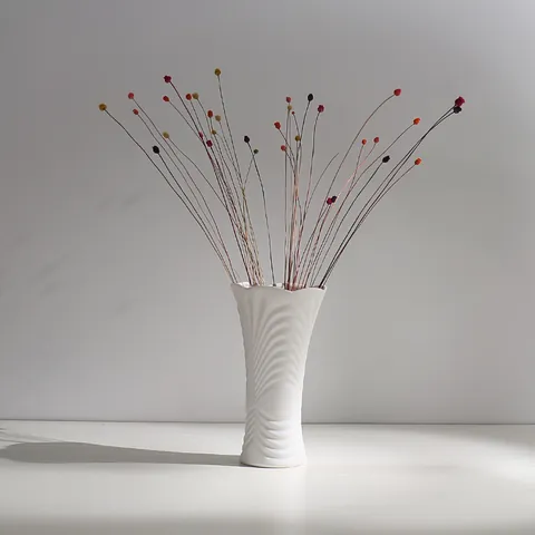 Jarrón de Cerámica Minimalista Moderno Borde Volante Blanco Mate Textura Esmerilada Arreglo de Flores Secas Hidropónicas Escritorio Hogar