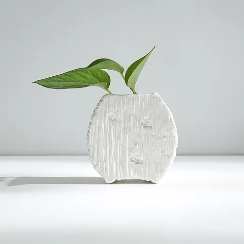 Modern Minimalist White Ceramic Flower Pot Creative Matte Bisque Fired Hydroponic Plant Vase Home Office Desktop Succulent Decorative Ornament