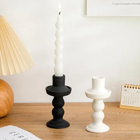 Nordic Antique Matte Ceramic Candle Holder Minimalist Tabletop Aromatherapy Pillar Stand For Home Decor Wedding Party Gift