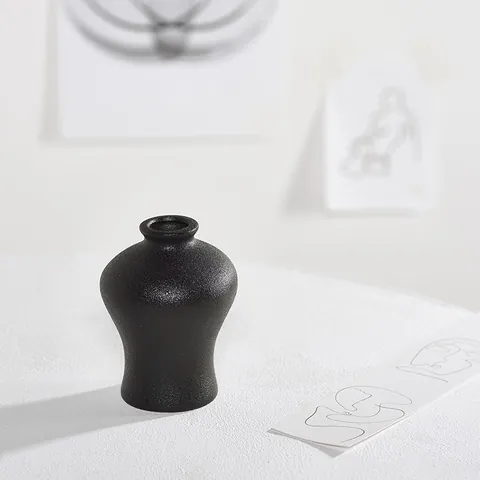 Nordic Modern Minimalist Ceramic Vase Matte Frosted Hydroponic Flower Pots Creative Tabletop Dried Flower Ornaments Living Room Home Decoration