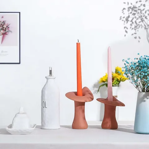 Noordse Keramische Paddestoel Kandelaar Ornament Minimalistische Matte Porseleinen Kaarshouder Voor Romantisch Diner Huis Decor