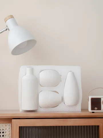 Handgemaakte Geborstelde Gestreepte Keramische Vaas Collectie Wabi-Sabi Noorse Stijl Decoratieve Droogbloempot Minimalistische Thuiskunst Ornamenten