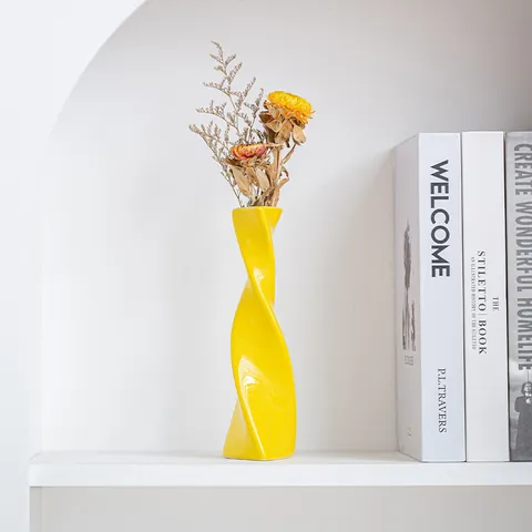 Florero de Cerámica Moderno Diseño en Espiral Geométrico Torcido Estilo Nórdico Decoración de Hogar Sala de Estar Adorno Mesa