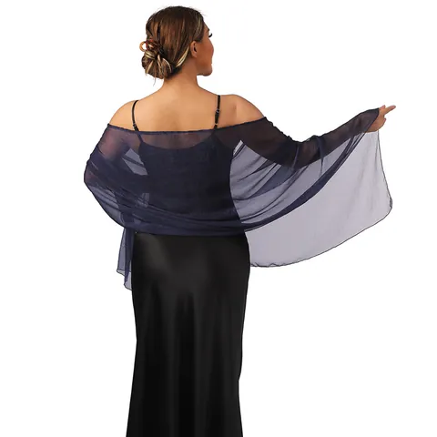 Damen Tüll Schal Transparenter Überwurf Für Abendkleid Hochzeit Brautjungfer Party Einfarbig Leichter Schal