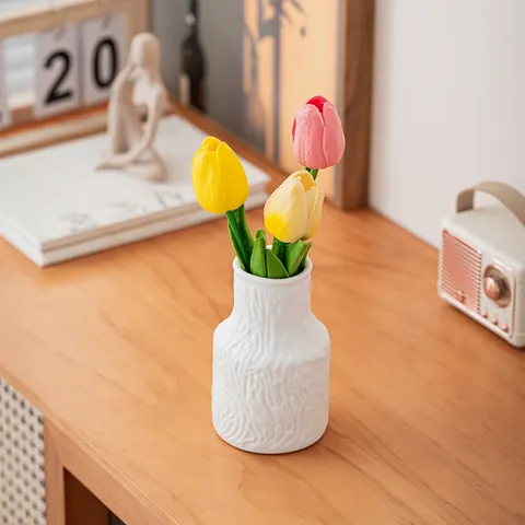 Set di Vasi in Ceramica Bianca Minimalista Moderno Nordico Vasi da Fiori con Texture a Rilievo Opaca per Decorazioni Natalizie