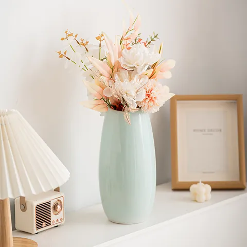 Moderno Vaso in Ceramica Nordico Minimalista Decorativo Porcellana Smaltata Monocromatica Per Soggiorno Casa Ufficio Decorazione