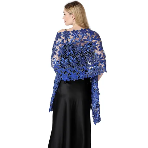 Sequined Water Soluble Embroidered Shawl Polyester Sequin Wrap For Evening Gown Wedding Party Bridesmaid Cheongsam Accessories Women Elegant Shawl