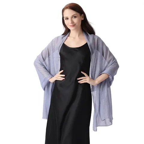 Damen Elegantes Chiffon Schal Tuch Mit Silberfaden Und Strass Glitzernd Abendparty Hochzeit Kleid Überwurf