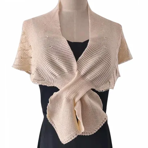 Women's Sweet Knit Fishtail Shawl Crossover Hollow Out Thin Scarf Shoulder Cape For Dress Cheongsam Outerwear