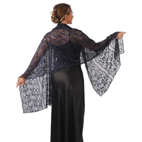 Damen Elegantes Spitzenschal Hohl Ausschnitt Strass Abendkleid Hochzeit Party Schal Wrap Jacquard Mode Accessoire