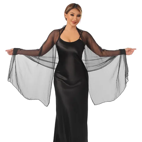Elegant Polyester Evening Dress Shawl For Women Lightweight Tulle Sheer Bridal Bridesmaid Wrap Party Banquet Dress Accessory