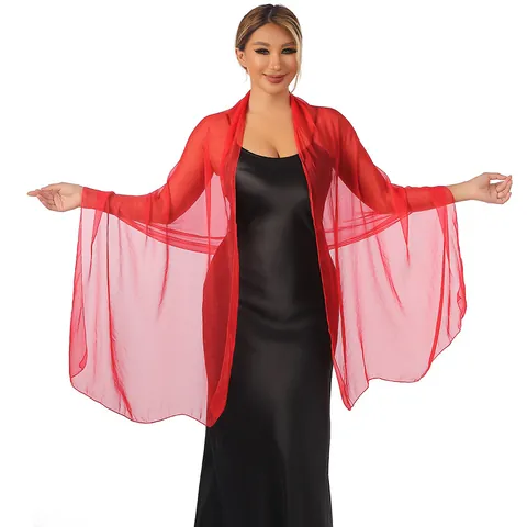 Damen Tüll Schal Transparenter Überwurf Für Abendkleid Hochzeit Brautjungfer Party Einfarbig Leichter Schal