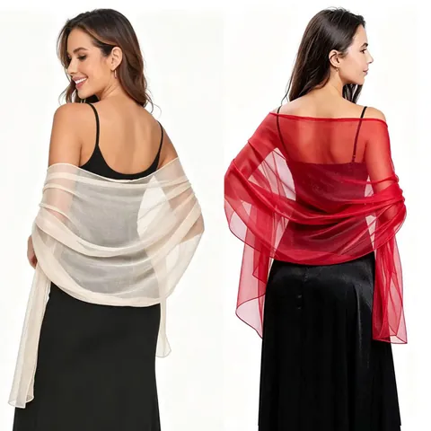Elegant Polyester Evening Dress Shawl For Women Lightweight Tulle Sheer Bridal Bridesmaid Wrap Party Banquet Dress Accessory