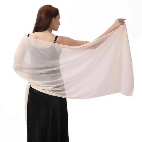 Chal de Noche Elegante de Color Sólido Crepe de Seda Brillante para Mujer Bufanda Larga Ligera Semitransparente para Fiesta de Boda