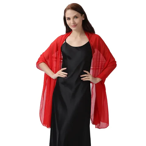 Western Style Shiny Silk Crepe Evening Shawl For Women Wedding Bride Bridesmaid Formal Dress Wrap Scarf Party Banquet Shawl