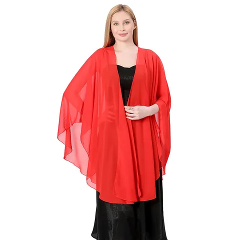 Women Elegant Solid Color Chiffon Shawl Wrap Formal Evening Party Cape For Bridesmaid Wedding Dress Gown Sheer Cover Up