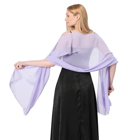 Elegant Solid Color Chiffon Shawl Wrap For Women Evening Dress Bridal Bridesmaid Wedding Party Scarf Soft Lightweight Formal Accessory
