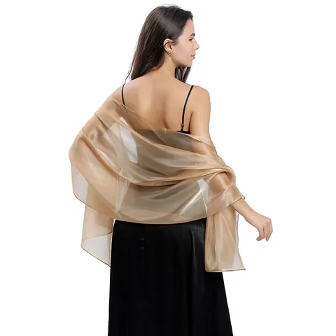 Elegant Polyester Evening Shawl Wraps Sheer Bridal Dress Scarf Solid Color Mesh Cover Up For Wedding Party Women Accessories