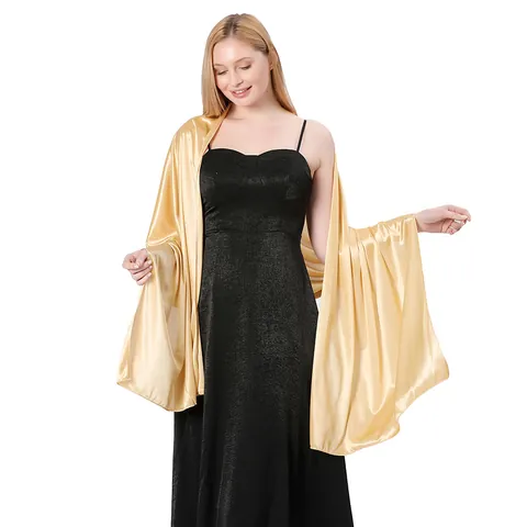 Châle en Satin pour Femmes Écharpe Élégante de Couleurunie pour Fête de Mariage Robe de Soirée Accessoires de Mariée