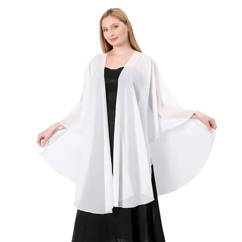 Women Elegant Solid Color Chiffon Shawl Wrap Formal Evening Party Cape For Bridesmaid Wedding Dress Gown Sheer Cover Up