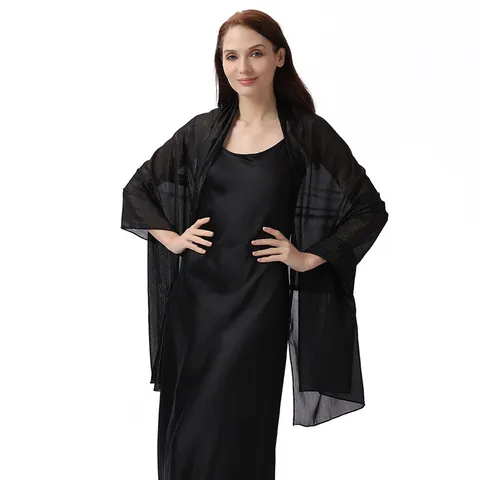 Western Style Shiny Silk Crepe Evening Shawl For Women Wedding Bride Bridesmaid Formal Dress Wrap Scarf Party Banquet Shawl