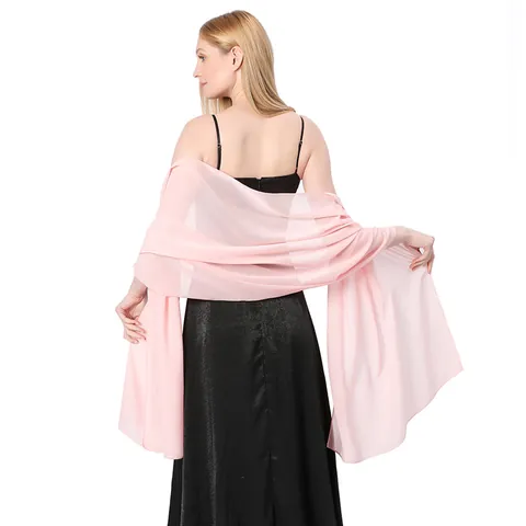 Long Chiffon Shawl Solid Color Lightweight Wrap For Wedding Bride Bridesmaid Evening Party Prom Dress Accessory Women
