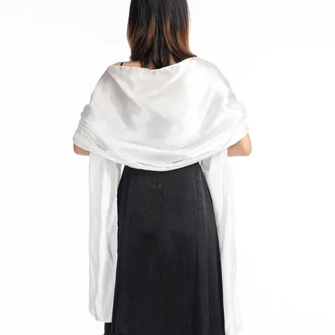 Women Elegant Satin Shawl For Evening Dress Wedding Party Wrap Formal Occasion Solid Color Silky Satin Wrap Scarf Accessory