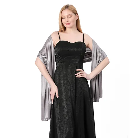 Châle en Satin pour Femmes Écharpe Élégante de Couleurunie pour Fête de Mariage Robe de Soirée Accessoires de Mariée