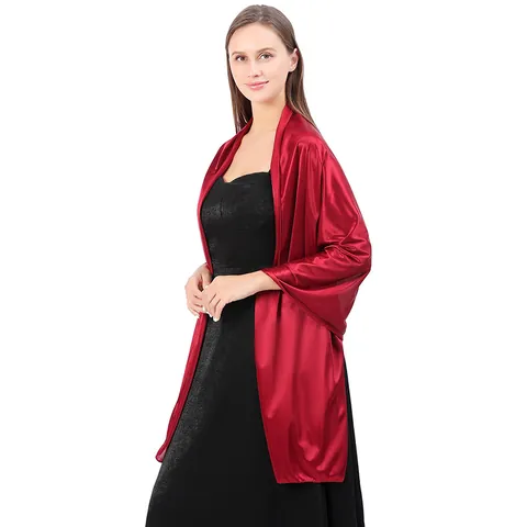 Elegant Satin Shawl For Women Solid Color Evening Wrap Scarf For Wedding Party Banquet Formal Occasions Soft Silky Scarf