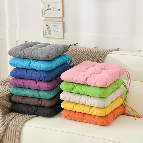 Modern Solid Color Thickened Chair Pad with Ties for Office Student Chair Floor Tatami Seat Cushion Home Decor Polyester Mat