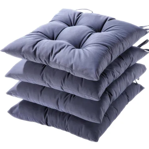 Cojines de Silla de Poliéster Impermeables Engrosados para Sillas de Comedor Patio Exterior Cojines de Asiento Nórdicos Color Sólido Con Lazos