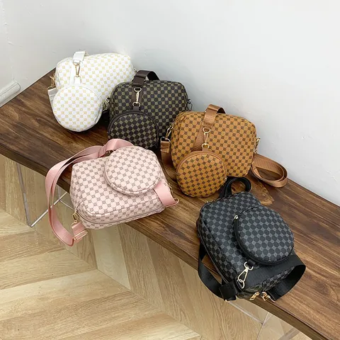 Mode Punktedruck Kameratasche Für Damen Retro PU Leder Kleine Quadratische Tasche Umhängetasche Mit Mini Rundem Geldbeutel