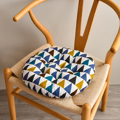 Thickened Round Chair Cushion Non-Slip Dining Chair Pad Office Student Seat Mat Tatami Cushion Minimalist Polyester Printed Seat Pad For Home Office