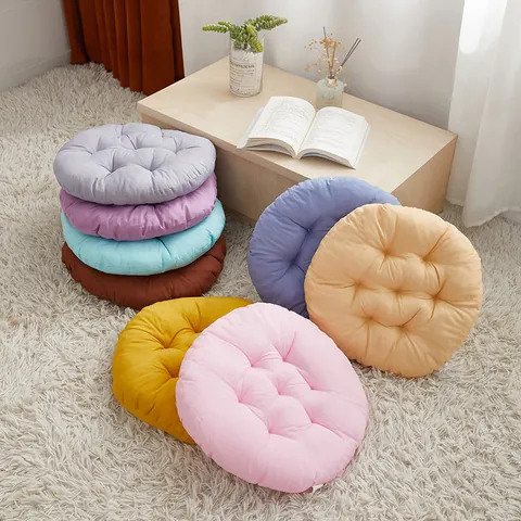 Cojín de Asiento Redondo Engrosado Moderno Tela Cepillada de Poliéster Posicionamiento de Múltiples Agujeros Cojín Acolchado para Silla para Oficina Comedor Tatami Home Decor