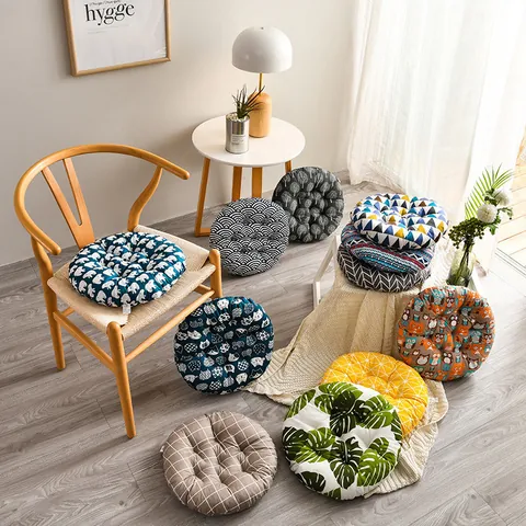Cojín de Asiento Redondo Engrosado Moderno Tela Cepillada de Poliéster Posicionamiento de Múltiples Agujeros Cojín Acolchado para Silla para Oficina Comedor Tatami Home Decor
