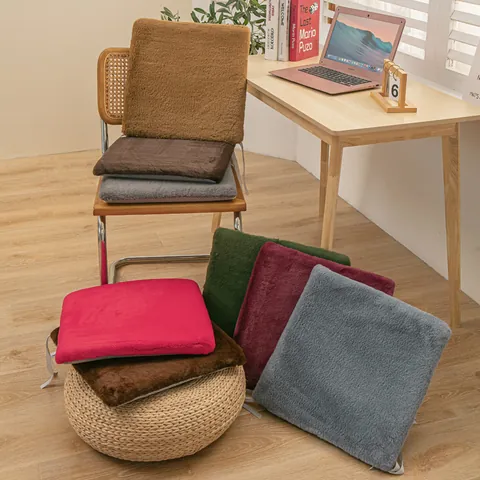 Winter Plush Electric Heating Seat Cushion Soft Faux Rabbit Fur Non-Slip Thickened Chair Pad For Office Home School Classroom Square Warm Seat Mat