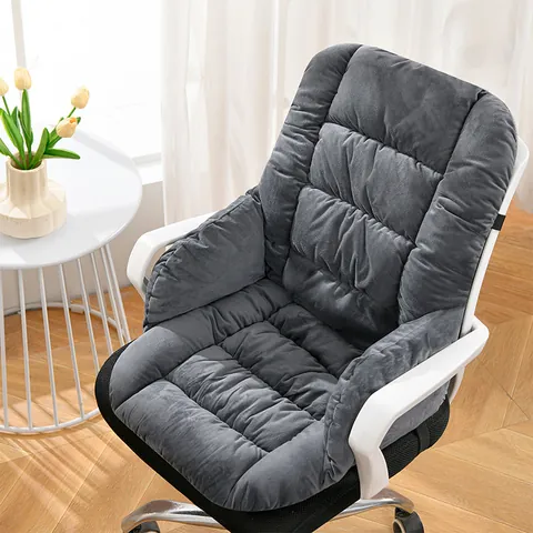 Cojín de Asiento y Respaldo Calefactable Eléctrico Integrado Peluche de Oficina Soporte Lumbar Cálido Temperatura Ajustable Temporizador Lavable