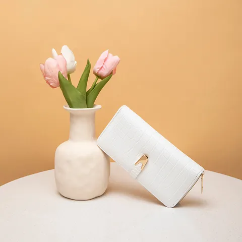 Cartera Larga para Mujer de Cuero PU con Patrón de Piedra y Cremallera Cartera Minimalista con Múltiples Ranuras para Tarjetas