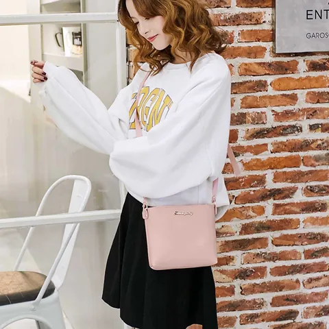 Minimalist PU Leather Square Crossbody Bag For Women Solid Color Casual Rivet Decorative Shoulder Bag Small Fashion Handbag