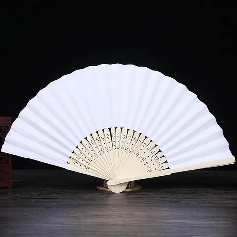 Abanico Plegable Blanco DIY Papel Costillas de Bambú Abanico de Mano Para Niños Pintura Dibujo Materiales de Artesanía Fiesta
