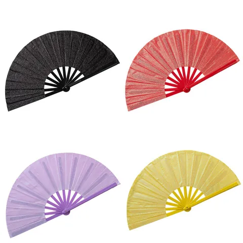 Abanico Plegable Plástico Brillo Color Sólido Kung Fu Artes Marciales Danza Abanico Clásico Elegante Para Unisex Decoración