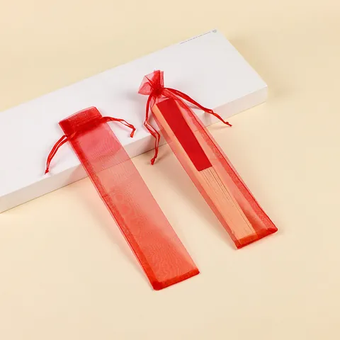 Funda de Organza para Abanico Bolsa de Abanico Plegable con Cordón para Boda Fiesta Embalaje de Regalo Bolsas de Regalo de Malla