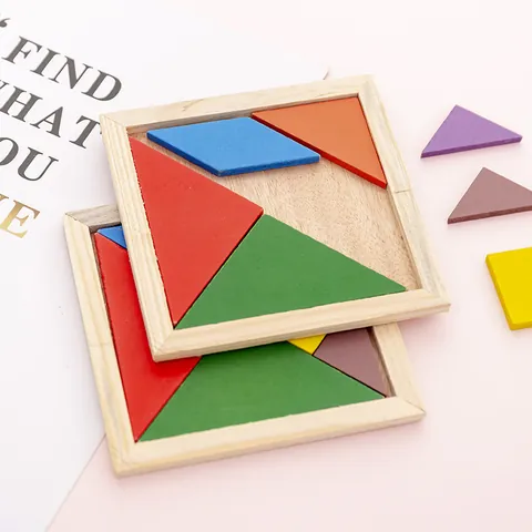 Puzzle Tangram en Bois Coloré Montessori Éducatif Jeu de Casse-tête Géométrique Jouet pour Enfants Cadeau de Maternelle