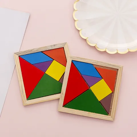 Puzzle Tangram en Bois Coloré Montessori Éducatif Jeu de Casse-tête Géométrique Jouet pour Enfants Cadeau de Maternelle
